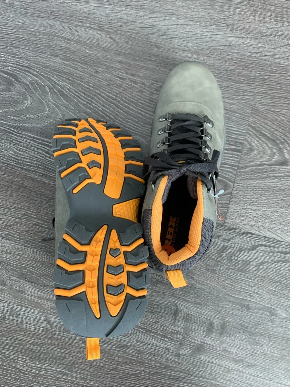 RBX Men's Olive Gray Hiking Boots with Orange Accent